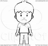 Boy Standing Sad Clipart School Mad Cartoon Coloring Scared Expression Vector Drawing Thoman Cory Outlined Clip Illustration Clipartof Without Background sketch template