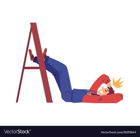 work accident cartoon man fallen from ladder and