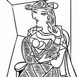Picasso Coloring Pages Stress Anti Seated Woman sketch template