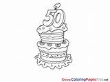 50 Birthday Cake Years Happy Coloring Colouring Pages Sheet Title sketch template