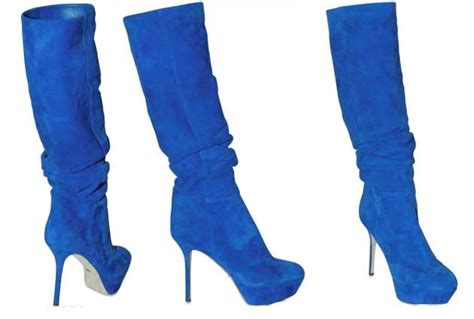 blue boots  women sergio rossi mm blue suede knee boots shoeperwoman
