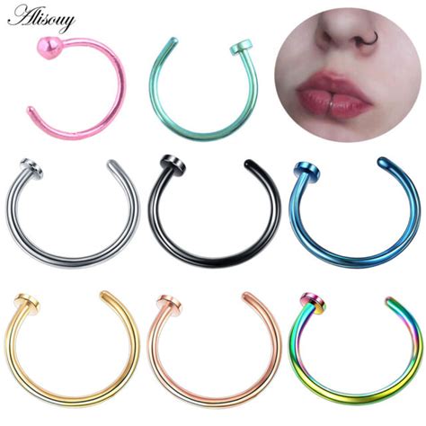 surgical steel open nose ring hoop lip ring small thin piercing 7