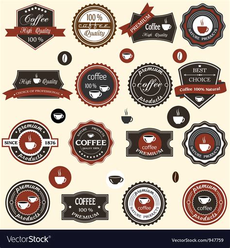 coffee labels  elements  retro style vector image