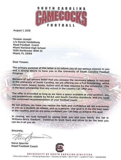 college football recruiting  art  official scholarship letters