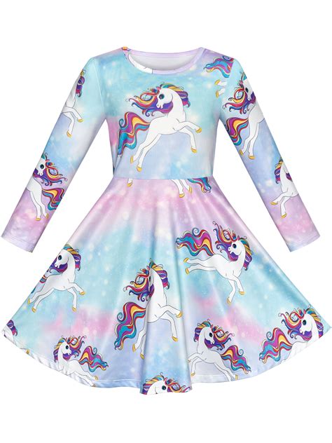 girls dress unicorn rainbow casual long sleeve  years walmartcom