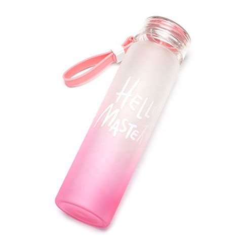 fashionable 480ml 16oz round frosted glass sports water bottle with