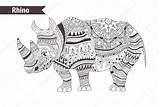 Rhino Zentangle Style Stock Illustration Vector Depositphotos sketch template