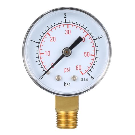 pressure gauge   psi  bar dual scale  dial display  npt male bottom mount