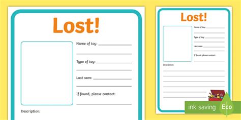 lost toy poster lost posters eyfsks primary resource