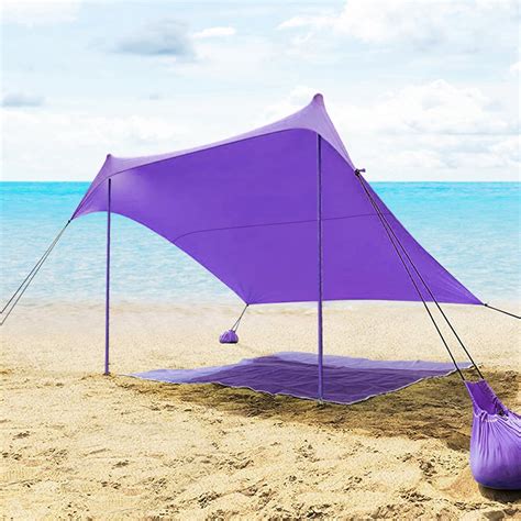 topbuy  beach tent canopy   poles sandbag anchors upf purple walmartcom walmartcom