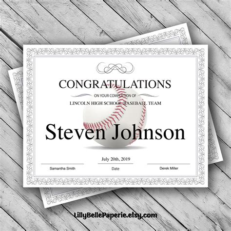 baseball certificate certificate templates printable certificates