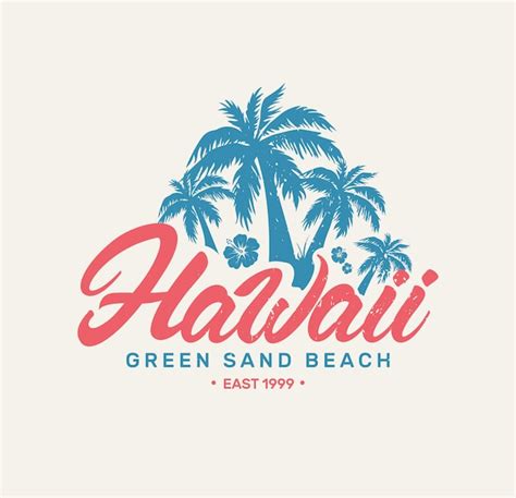 hawaii retro logo premium vector
