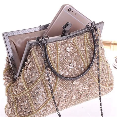 luxury brand handbags women designer leather vintage bead sequined evening bag purse