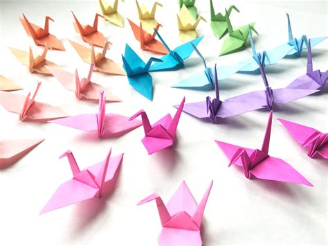 pastel colored japanese origami crane paper crane origami etsy