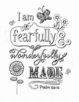 Coloring Pages Bible Sheets Christian Verse Adults 139 Psalm Am Printables Adult Printable Books God Verses Wonderfully Made Fearfully Scripture sketch template