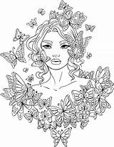 Coloring Pages Adult Line Artsy Butterfly Colouring Fairy Mandala Girl Printable Adults Butterflies Beautiful Print Choose Board Kids Around sketch template