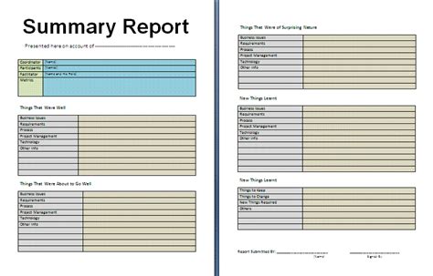 summary report template  business templates