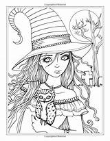 Witches Vampire Adult Gothic Coloriage Vampires Detailed Molly Sorcière sketch template