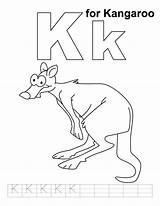 Kangaroo Coloring Handwriting Practice Kids sketch template