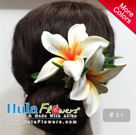 Hawaiian Plumeria Flowers Hair Clip For Hula Dancer Wedding Beach