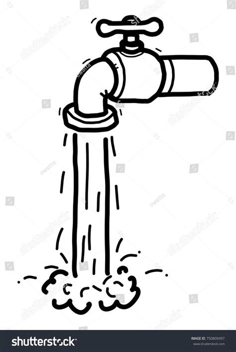 faucet  water uf cartoon vector  illustration black