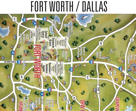 dallas fort worth area map map  dallas fort worth area texas usa