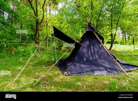 black tent   forest kohte stock photo alamy