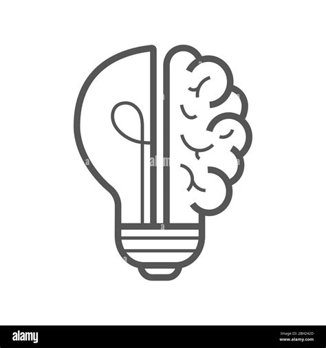 brain idea icon light bulb  brain vector liner icon idea concept