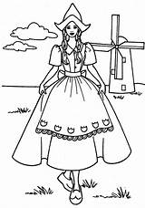 Dutch Pages Coloring Netherlands Girl Standing Getdrawings Getcolorings sketch template