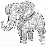 Coloring Zentangle Mandala Elephant Pages Printable Animal Ethnic Adult Adults Animals Elefante Mandalas Colouring Color Supercoloring Lion Colorear Para Getcolorings sketch template