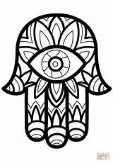 Coloring Hamsa Fatima Hand Pages Main Drawing Printable sketch template
