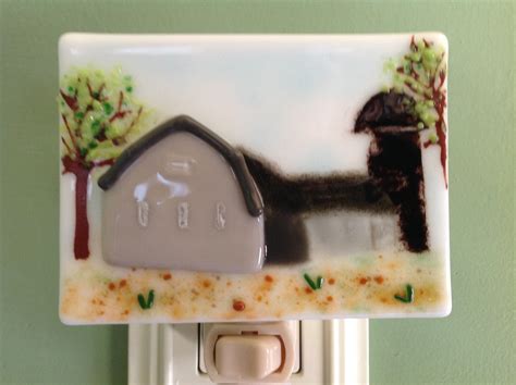 fused glass farm house night light night light fused glass clear