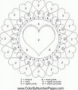 Number Color Coloring Valentines Pages Code Valentine Popular Library Coloringhome sketch template