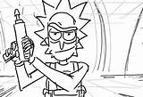 Rick Morty Coloring Pages Gun sketch template