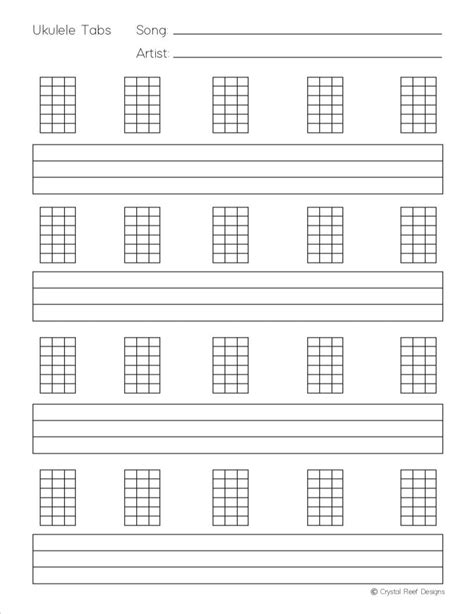 ukulele blank tabs chords instant printable  etsy