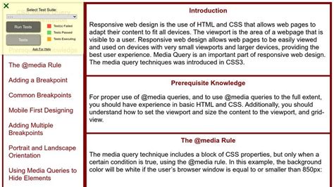 fully responsive css media query documentation page
