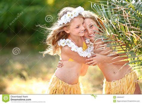 Portrait Of Two Sisters Twins Stock Image Image Of