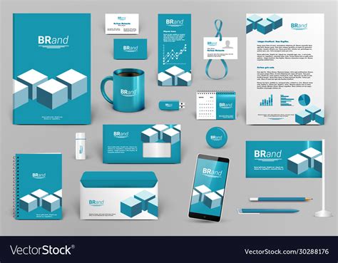 professional blue branding design kit  cubes vector image