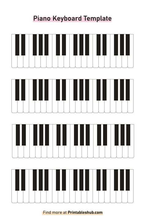 printable blank piano keyboard template  included piano