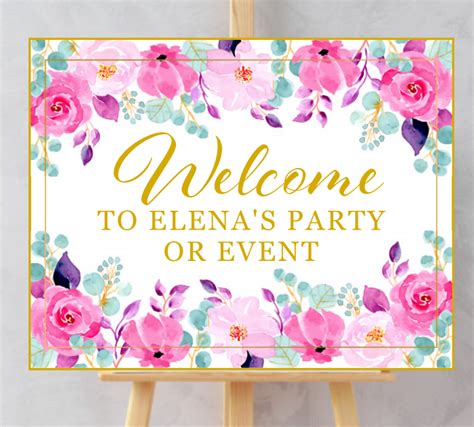 lovely pink watercolor floral sign printabelle
