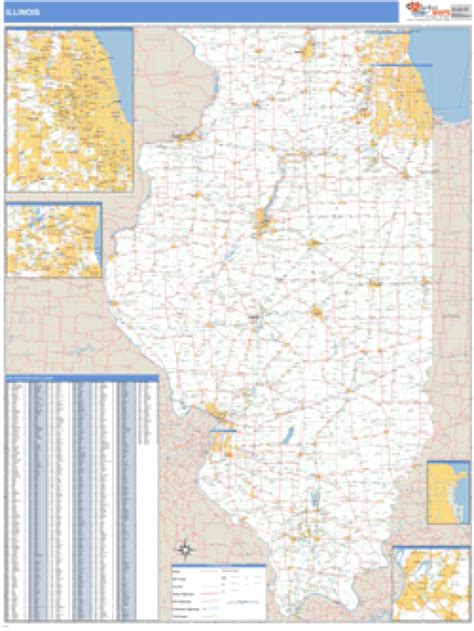 illinois zip code wall map mapscomcom