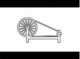 Charkha Wheel Spinning Draw sketch template