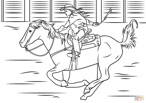 cowgirl riding horse coloring page  printable coloring page