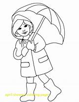 Coloring Rain April Clipart Umbrella Pages Rainy Season Boots Showers Color Printable Spring Drawing Girl Clip Clothes Colouring Cliparts Colour sketch template