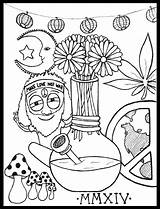 Coloring Pages Stoner Adult Printable Sheets Book Tattoo Hippy sketch template