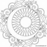 Mandala Mandalas Patterns Moon Colorir Adults sketch template