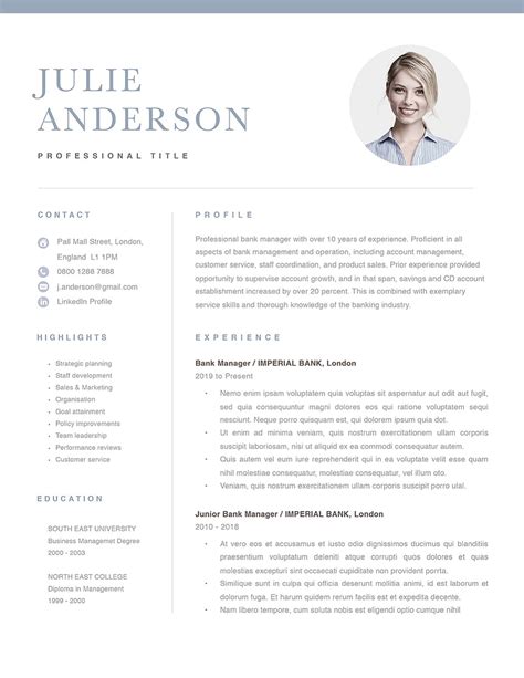 modern resume template  color blue resumeway