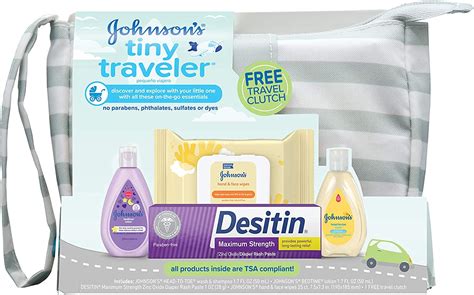 johnsons tiny traveler baby gift set baby bath  skin care essential products tsa compliant