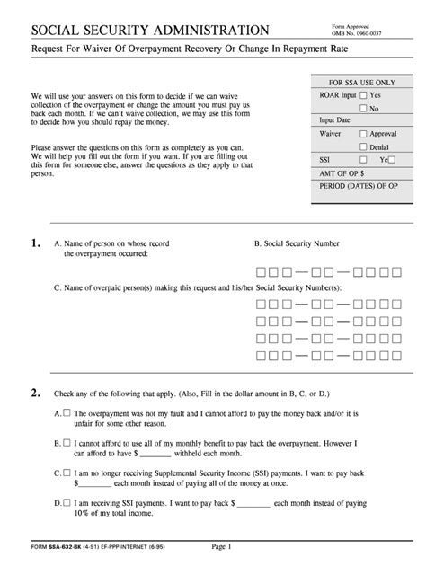 request  waiver  overpayment recovery social security form fill