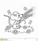 Coloring Meadow Mouse Outline Cartoon Little Kids Spikelets Butterflies Book Pages Getcolorings Printable Blooming Crafts sketch template